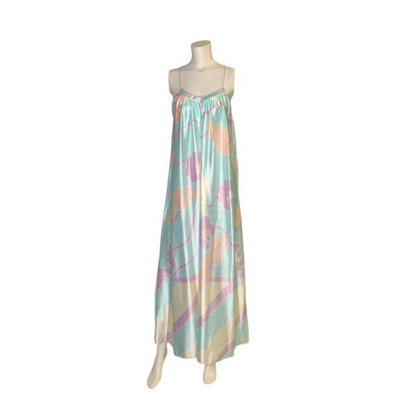 VTG Mary McFadden Vintage Pastel Floral Maxi Nightgown Gown Style 7209 USA